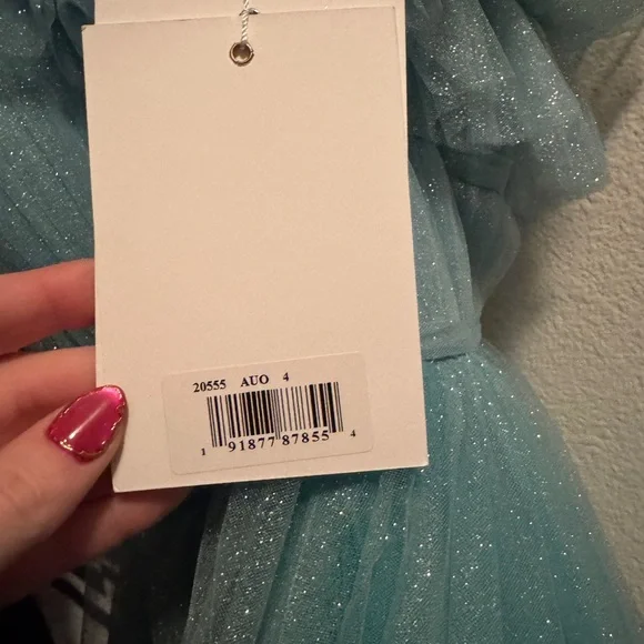 NWT Mac Duggal Aqua Strapless Prom Dress SIZE 4 - Picture 4 of 4